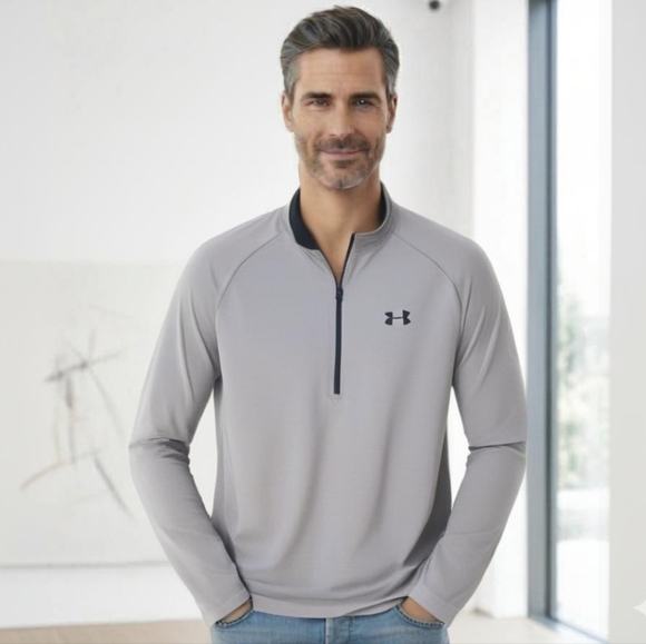 Under Armour Heat Gear Loose Fit Men's Gray Quarter-zip Pullover 2XL (AT-17) - Picture 1 of 8